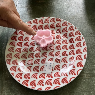ピンクの梅もなかのおみくじには